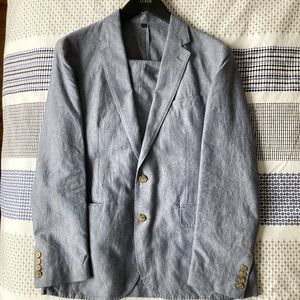 Ludlow Slim-fit unstructured suit in Irish cotton-linen